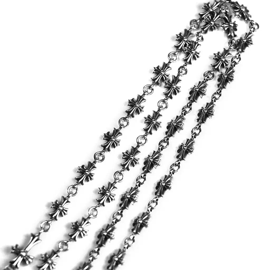 Chrome Hearts CROSS AND BABYFAT CHARM WITH TINY E CH PLUS CHALK CHAIN