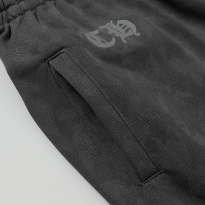Chrome Hearts Men Designer Wide Leg Jeans Vintage Black with Quilted Texture and Distressed Hem 1115