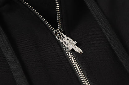 Chrome Hearts Colorful Rhinestone Hoodie - Black Gothic Street Sweatshirt 2608