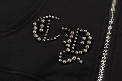 Chrome Hearts Rhinestone Cross Hoodie - Black Gothic Streetwear Sweatshirt 2633