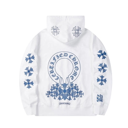 Chrome Hearts Multi-Cross & Horseshoe Logo Graphic Hoodies (Black/White)