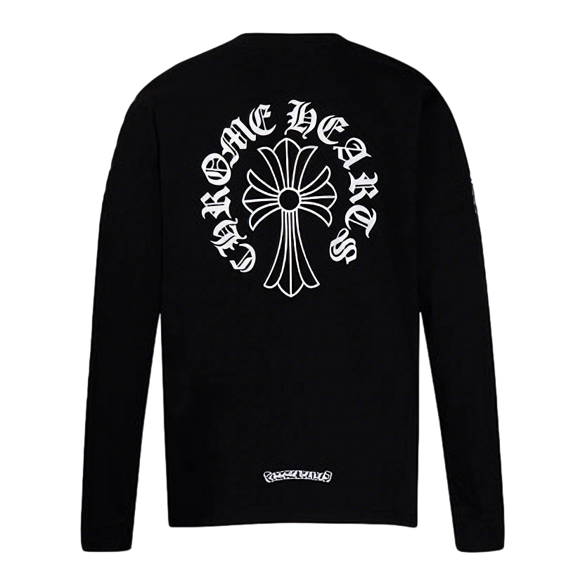 Chrome Hearts Gothic Cross & Graphic Print Long-Sleeve Crewneck Sweatshirts (Black/White)